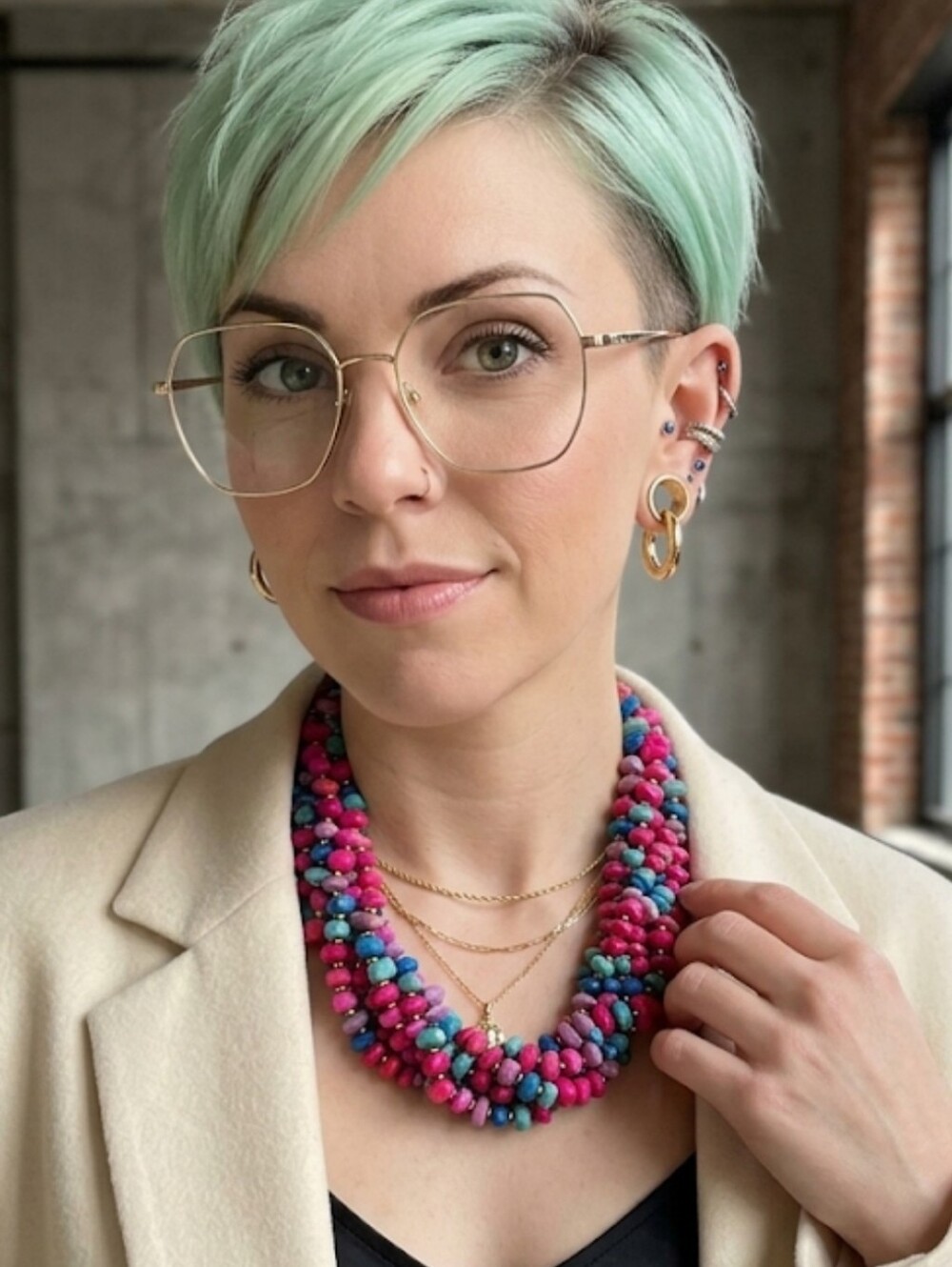 Vibrant Vintage Multi-Strand Boho Wood Statement Necklace